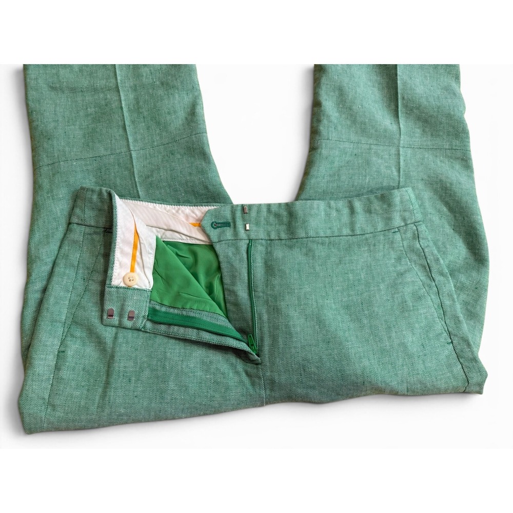 Preppy J. Crew Hayden Green Linen Blend Pant 10T Kickout Crop Coastal Resort - Picture 6 of 10